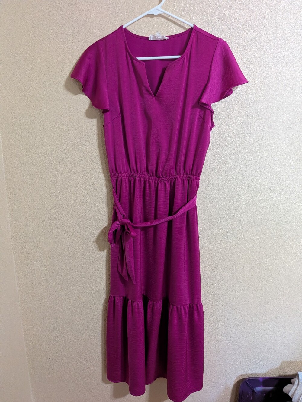 Lucky Brand Raspberry Pink Purple Bohemian Maxi Long Dress M
